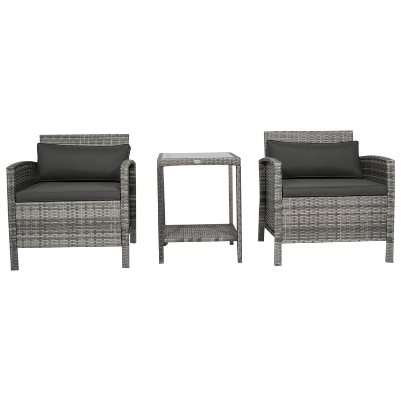 Anora 3pc Rattan Patio Chairs & Table Set - Seasonal Overstock