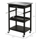 Kitchen Carts, Camilla Black Kitchen Bar Cart on Castors - Seasonal Overstock