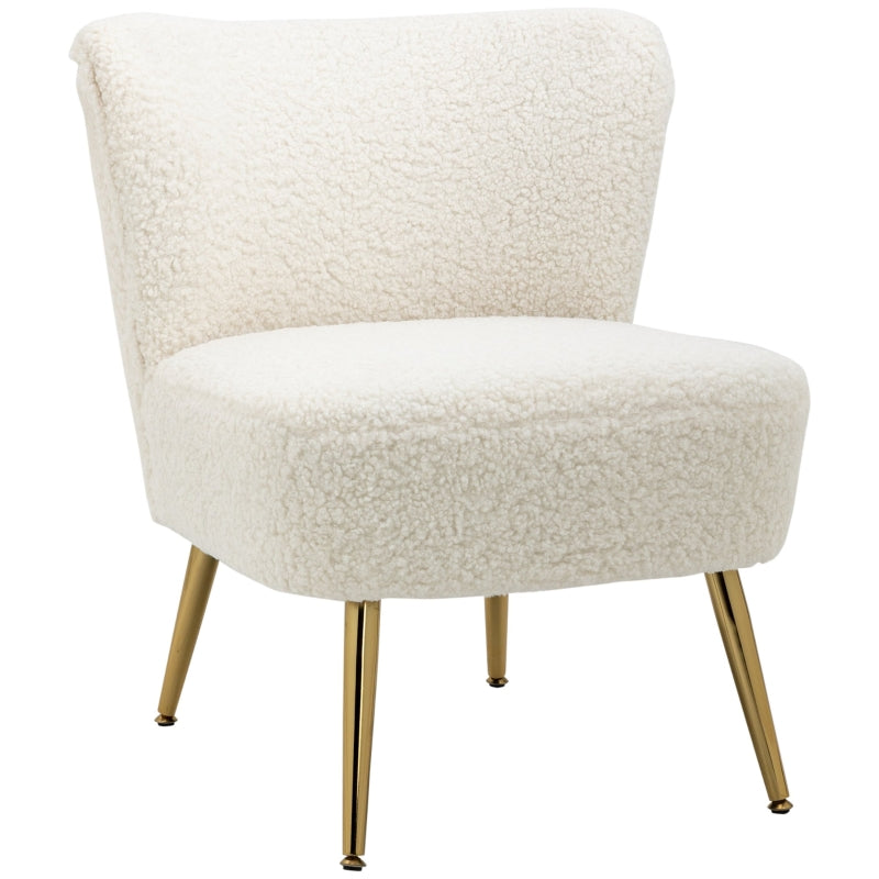 Deanna Fleece Upholstered Armless Lounge Chair - White - Seasonal Overstock