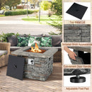 Stanford 34.5" Square Grey Faux Stone LP Fire Table with Lava Rocks and Cover - 50,000 BTU - Seasonal Overstock