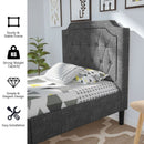 Tula Twin Size Grey Upholstered Platform Bed - Seasonal Overstock