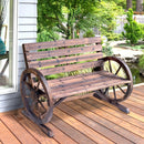 Wainwright 42" Outdoor Wagon Wheel Wood Garden Bench - Rustic Brown - Seasonal Overstock
