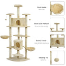 Cat Trees, XL 6.6ft Luxury Cat Tree Condo in Beige - Seasonal Overstock