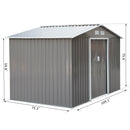 Storage Sheds, 9' x 6.4' Outdoor Garden Storage Shed with Dual Sliding Doors- Grey - Seasonal Overstock