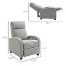 Recliner Chair, Elliot Light Grey Manual Reclining Chair - Seasonal Overstock