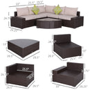 Hazel Grove 6pc Outdoor Rattan Sectional Sofa Set - Khaki & Brown - Seasonal Overstock