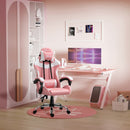 Koral Pink Gaming Chair with Adjustable Head Pillow and Lumbar Support - Seasonal Overstock