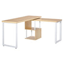 Libra Multi-Configuration Corner Desk with Shelves in Oak and White - Seasonal Overstock