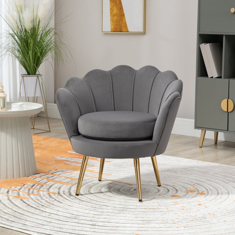 Lita Velvety Accent Tub Chair - Grey - Seasonal Overstock