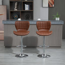 Norwin Adjustable Height Swivel Barstool (2 Pack) - Brown Faux Leather - Seasonal Overstock