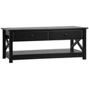 Coffee Tables, Penn Farmhouse Style Coffee Table with Drawers - Black - Seasonal Overstock