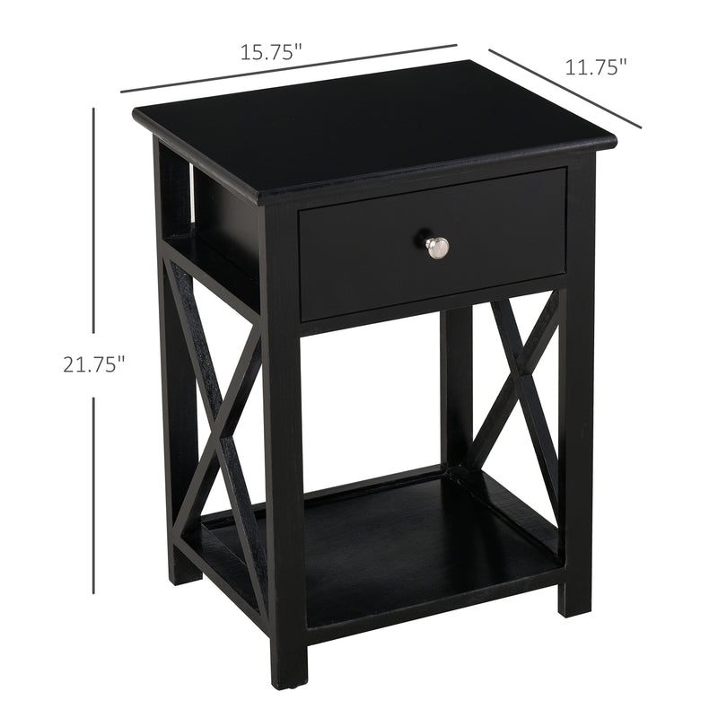 Selina Black Accent End Table with Drawer - Seasonal Overstock