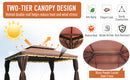Thisbe 10' x 13' Two-Tier Brown Canopy Gazebo - Seasonal Overstock