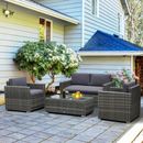 Patio Furniture, Brently 4pc Patio Sofa Set - Grey - Seasonal Overstock