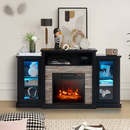 Townes Fireplace TV Stand with 16-Colour LED Backlights for TVs Up To 65-in - Black - Seasonal Overstock