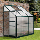 Greenhouses, 6.3' x 4.1' Lean-To Walk-In Greenhouse with Aluminum Frame, Polycarbonate Panels, Sliding Door - Green - Seasonal Overstock