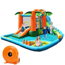 Bouncy Castles, 8-in-1 Tropical Paradise Bouncy Castle 14.1' x 12.3' x 6.75' - Seasonal Overstock