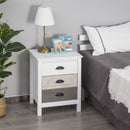Arya 3 Drawer Multi Tone Farmhouse Bedside Night Table - Seasonal Overstock