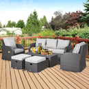 Balsam Cove 6pc Outdoor Wicker Sofa Chairs Table and Stool Patio Set - Grey - Seasonal Overstock