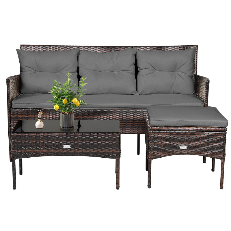 Easton 3pc Outdoor Sofa Sectional with Table - Grey - Seasonal Overstock