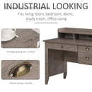 Fides Writing Desk with Storage Drawers and Hutch - Grey - Seasonal Overstock