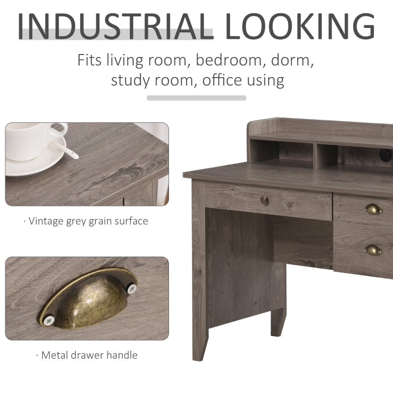 Fides Writing Desk with Storage Drawers and Hutch - Grey - Seasonal Overstock