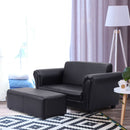 Kids Furniture, Kids Casa Kid Sized Sofa and Ottoman Set - Black - Seasonal Overstock