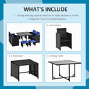 Mira 9pc Outdoor Patio Rattan Compact Dining Set - Blue - Seasonal Overstock