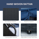 Serena 4pc Outdoor Rattan Sofa Bed / Patio Conversation Set - Dark Blue - Seasonal Overstock