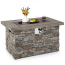 Stanford 43.5" Rectangular Grey Faux Stone LP Fire Table with Lava Rocks and Cover - 50,000 BTU - Seasonal Overstock