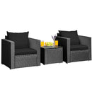 Tarin 3pc Outdoor Rattan Table and Chairs Set - Black - Seasonal Overstock