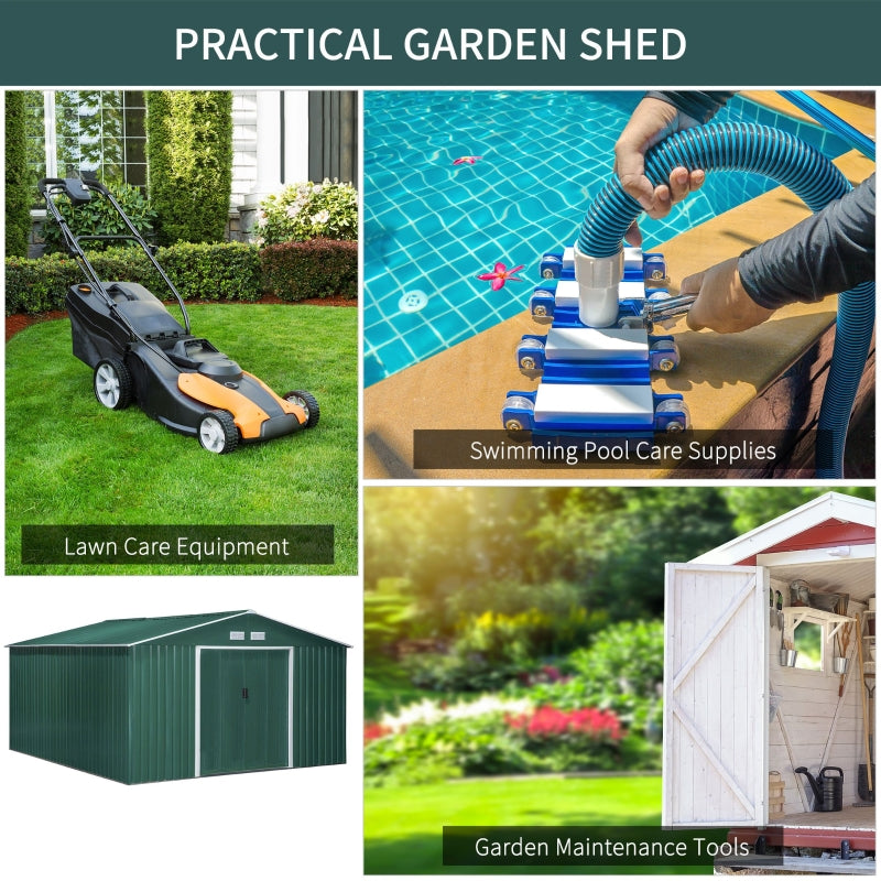 11.2' x 12.5' Large Garden Storage Shed - Green - Seasonal Overstock