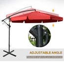 Patio Umbrella, 11ft Offset Cantilever Patio Umbrella with Easy Tilt Adjust - Red - Seasonal Overstock