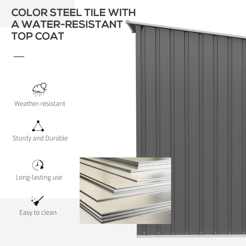 3.3' x 3.4' Lockable Lean-to Steel Storage Shed - Light Grey - Seasonal Overstock