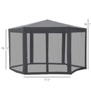 Gazebos, 13ft Hexagonal Portable Party Gazebo with Mesh Walls - Dark Grey - Seasonal Overstock