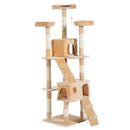 Pet Accessories, 5.6ft Multi-Level Cat Tree in Beige - Seasonal Overstock