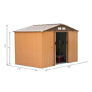 Storage Sheds, 9' x 6.4' Outdoor Garden Storage Shed with Dual Sliding Doors - Tan Brown - Seasonal Overstock