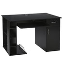 Brodyn Black Computer Desk with Keyboard Tray and Door Cabinet - Seasonal Overstock