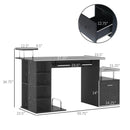 Casey Wood Computer Desk with Cabinet and Shelves - Black - Seasonal Overstock