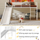 Jaya Twin Size Metal Loft Bed with Slide and Guardrails - White - Seasonal Overstock