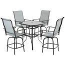 Kaira 5pc Outdoor Patio Table and Swivel Chair Set - Grey - Seasonal Overstock