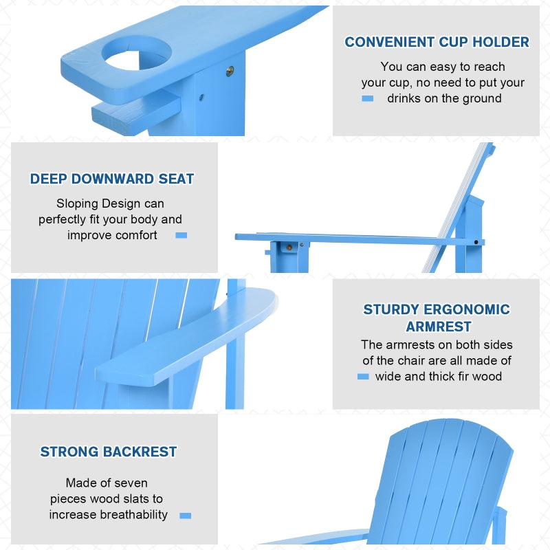 Linkin Wood Adirondack Chair in Blue - Seasonal Overstock