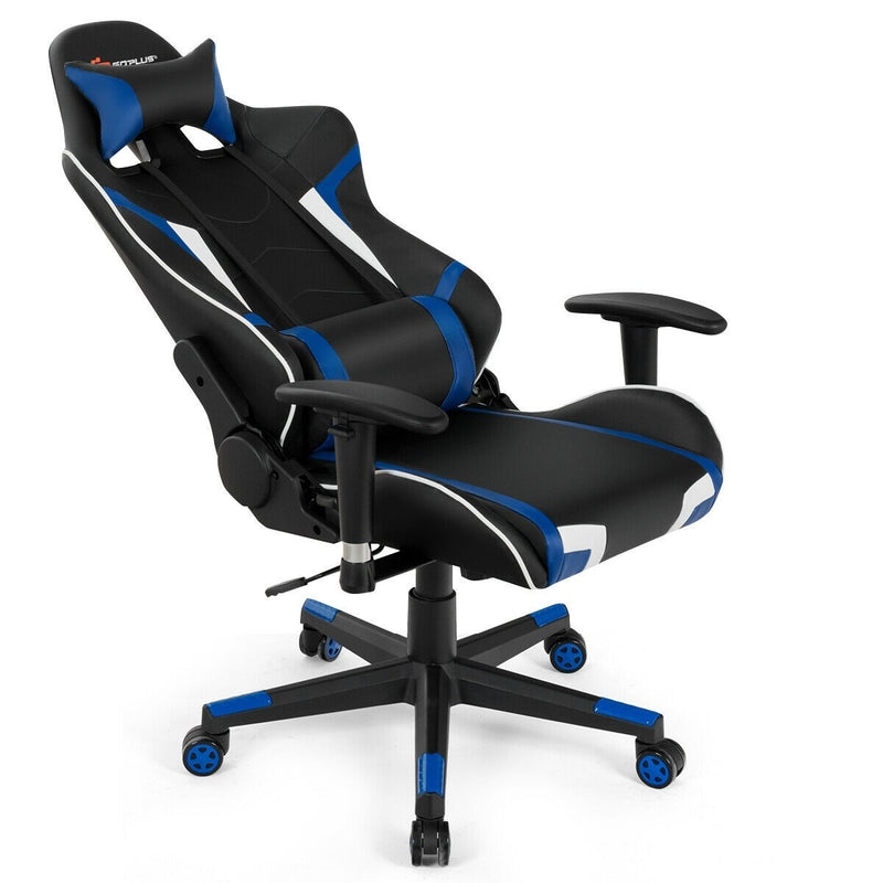 Lucas High-Back Gaming Chair with Massage - Blue - Seasonal Overstock