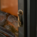 Mini Electric Fireplace with Realistic Flame - Grey Black - Seasonal Overstock