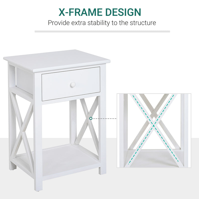 Selina White Accent End Table with Drawer - Seasonal Overstock