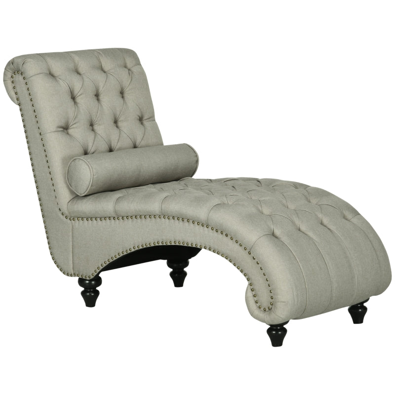 Valencia Button Tufted Chaise Lounge Chair - Beige - Seasonal Overstock