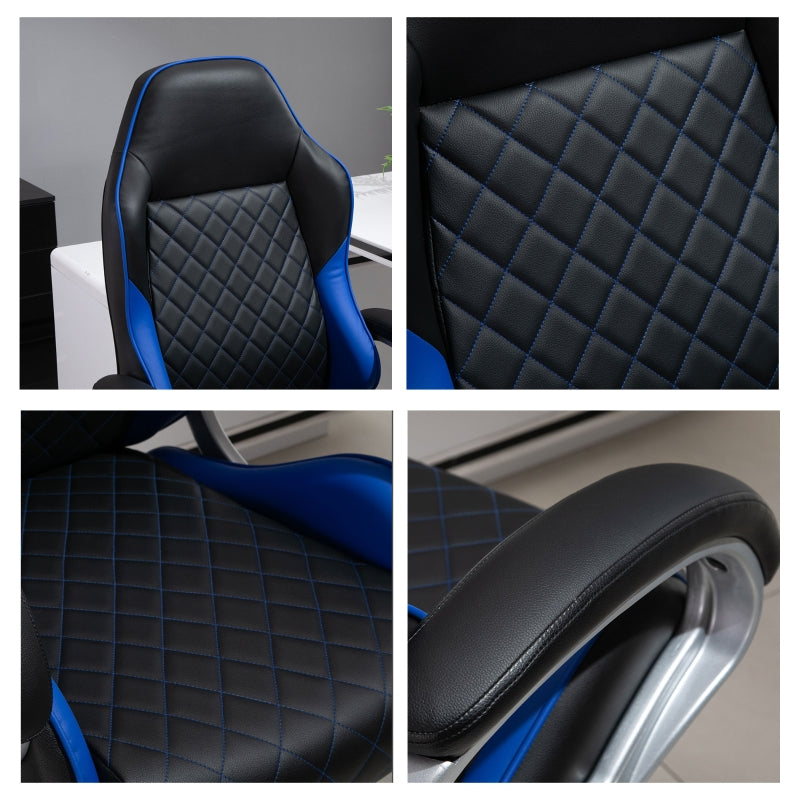 Vega Diamond Stitch Faux Leather Office Gaming Chair - Blue - Seasonal Overstock