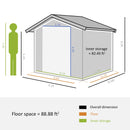 11' x 9' Large Garden Storage Shed - Dark Grey - Seasonal Overstock