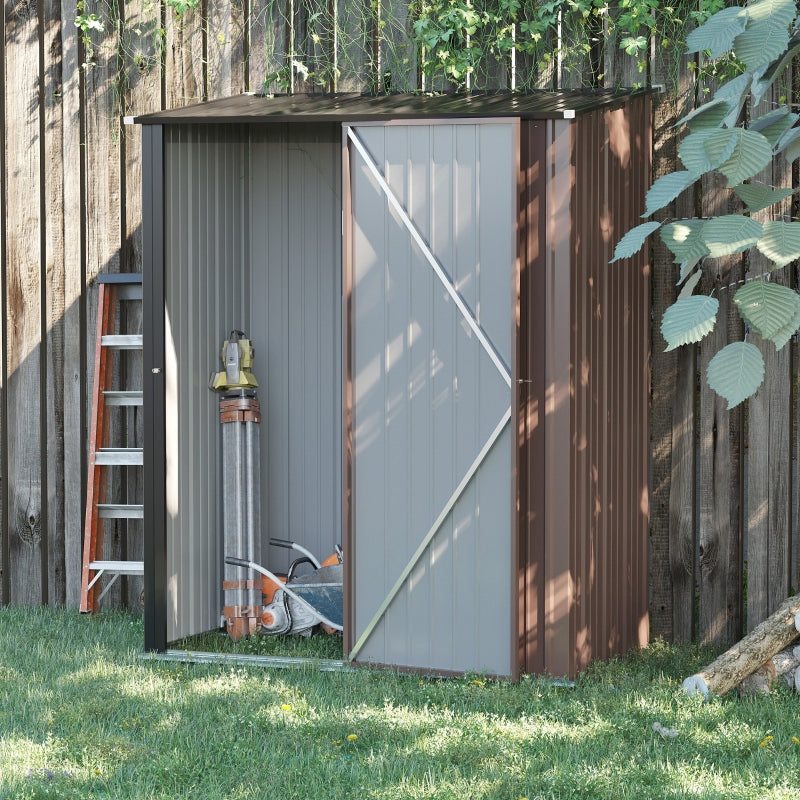 5' x 3' Lean-to Galvanized Steel Storage Shed - Brown - Seasonal Overstock