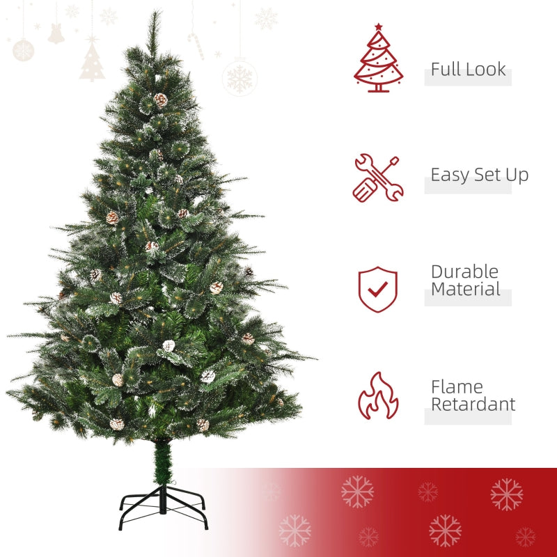 6ft Artificial Pine Christmas tree with Pine Cones & Snow - Seasonal Overstock